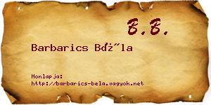 Barbarics Béla névjegykártya