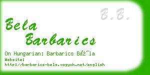 bela barbarics business card